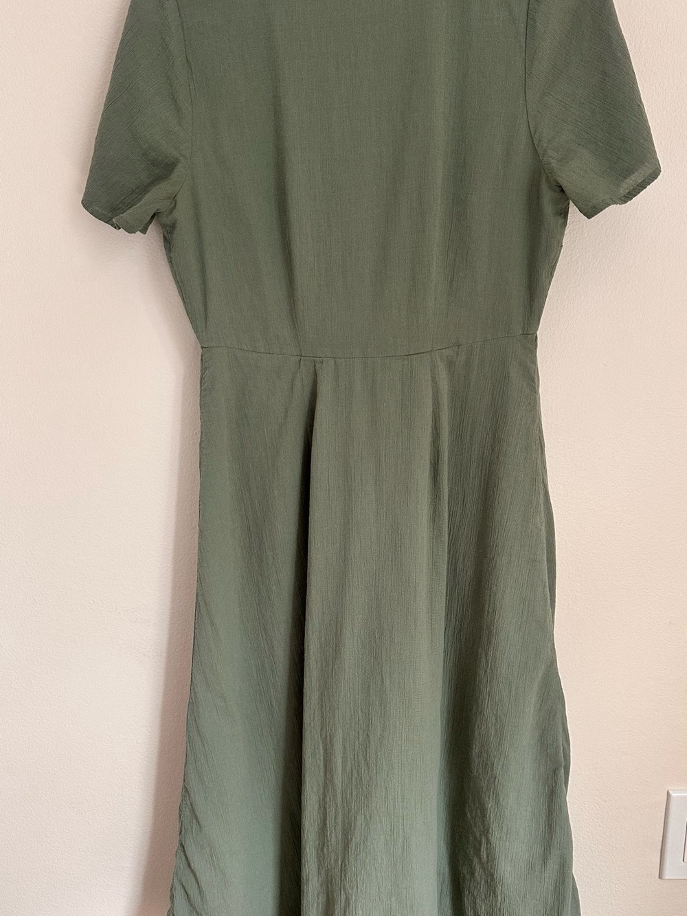 Madewell Light Olive Green Short-Sleeve Button Midi Dress - Picture 2 of 3